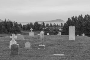 Hilltop cemetery in black and white. Stock Photography Free for Commercial Use.